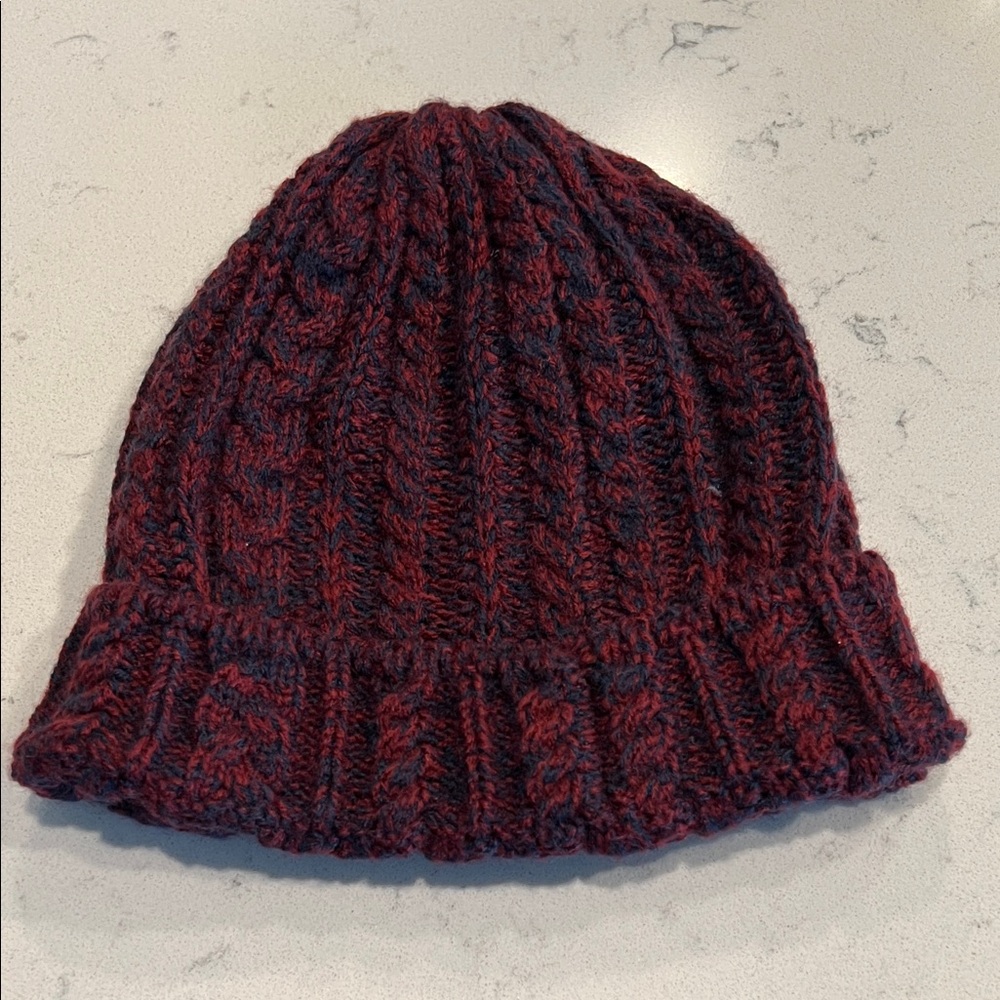 Cotton On Maroon and Navy Knit Beanie